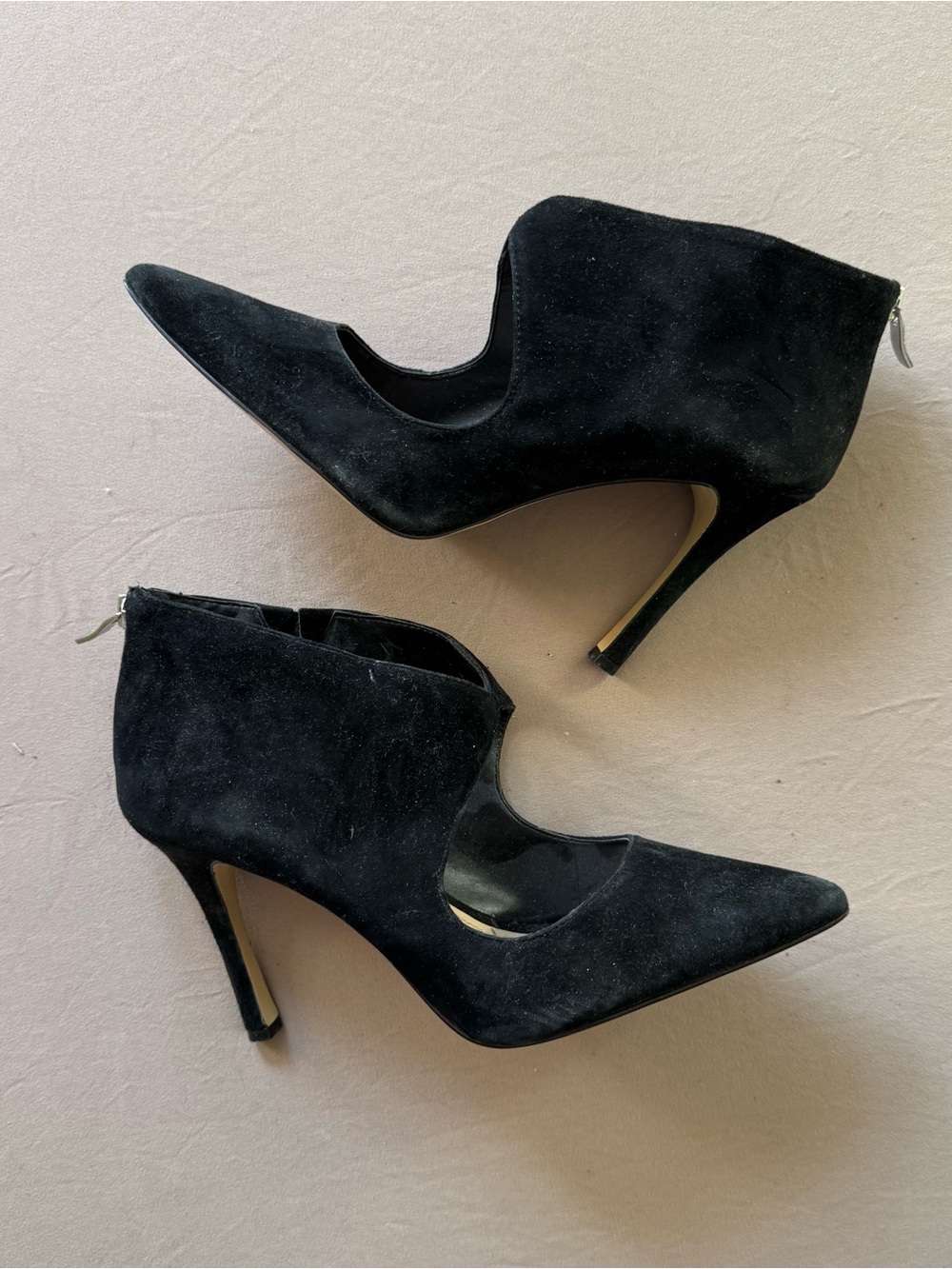 BCBGeneration "Pailie-X" Suede Pointed Toe Cutout Heels